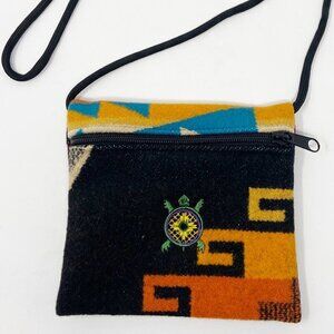 Pendleton Blanket Zip Crossbody Pouch Turtle Embroidery